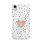 Dotted Pink Heart Personalised Apple iPhone XR White 3D Tough Case