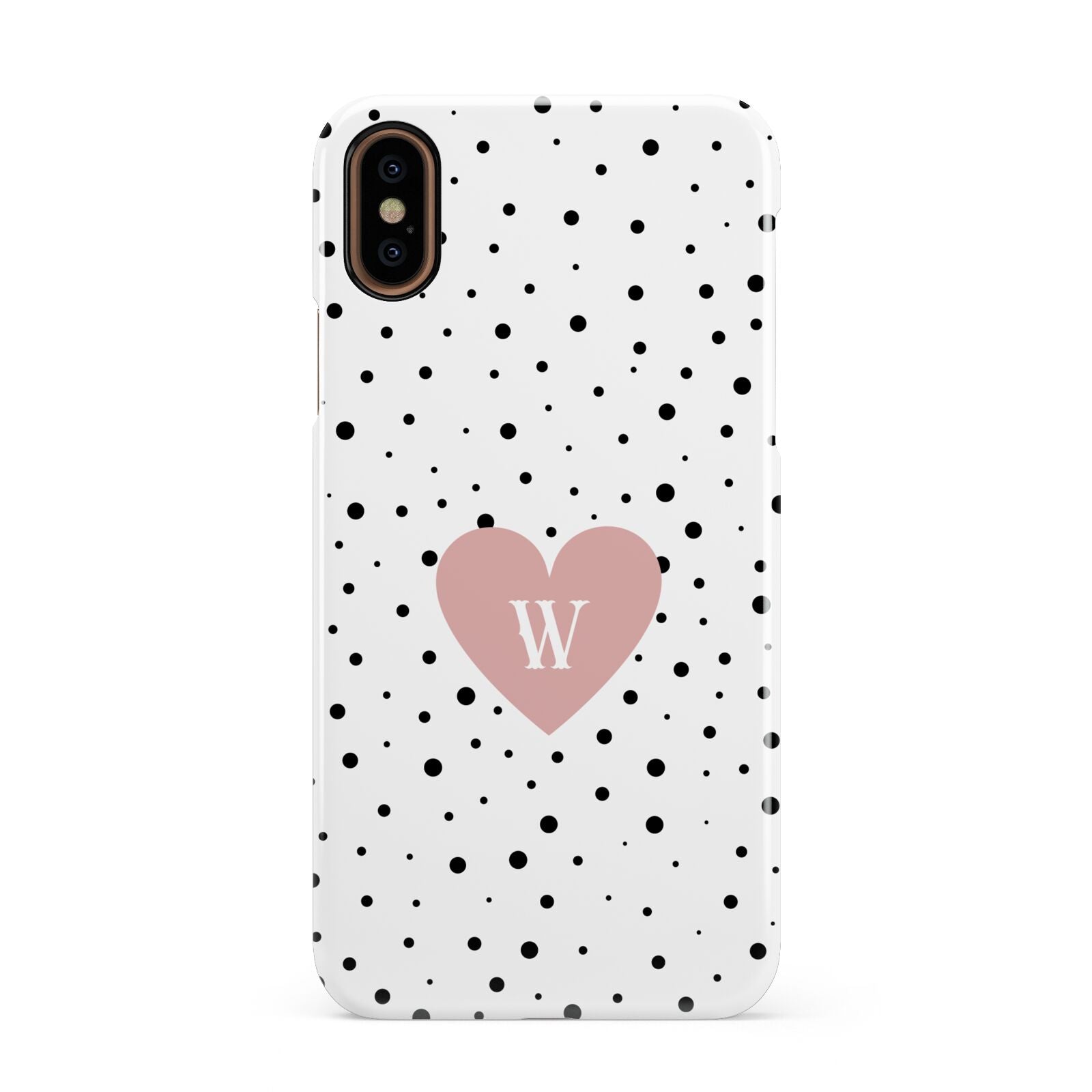 Dotted Pink Heart Personalised Apple iPhone XS 3D Snap Case