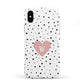 Dotted Pink Heart Personalised Apple iPhone XS 3D Tough