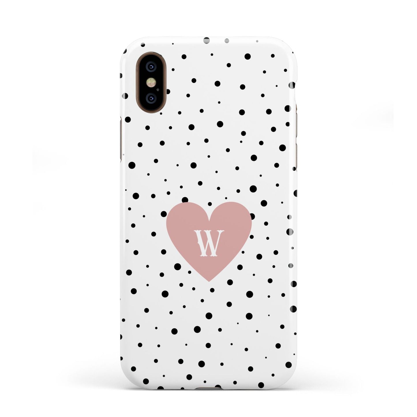 Dotted Pink Heart Personalised Apple iPhone XS 3D Tough