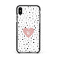 Dotted Pink Heart Personalised Apple iPhone Xs Max Impact Case Black Edge on Black Phone