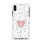 Dotted Pink Heart Personalised Apple iPhone Xs Max Impact Case White Edge on Black Phone