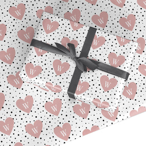 Dotted Pink Heart Personalised Wrapping Paper