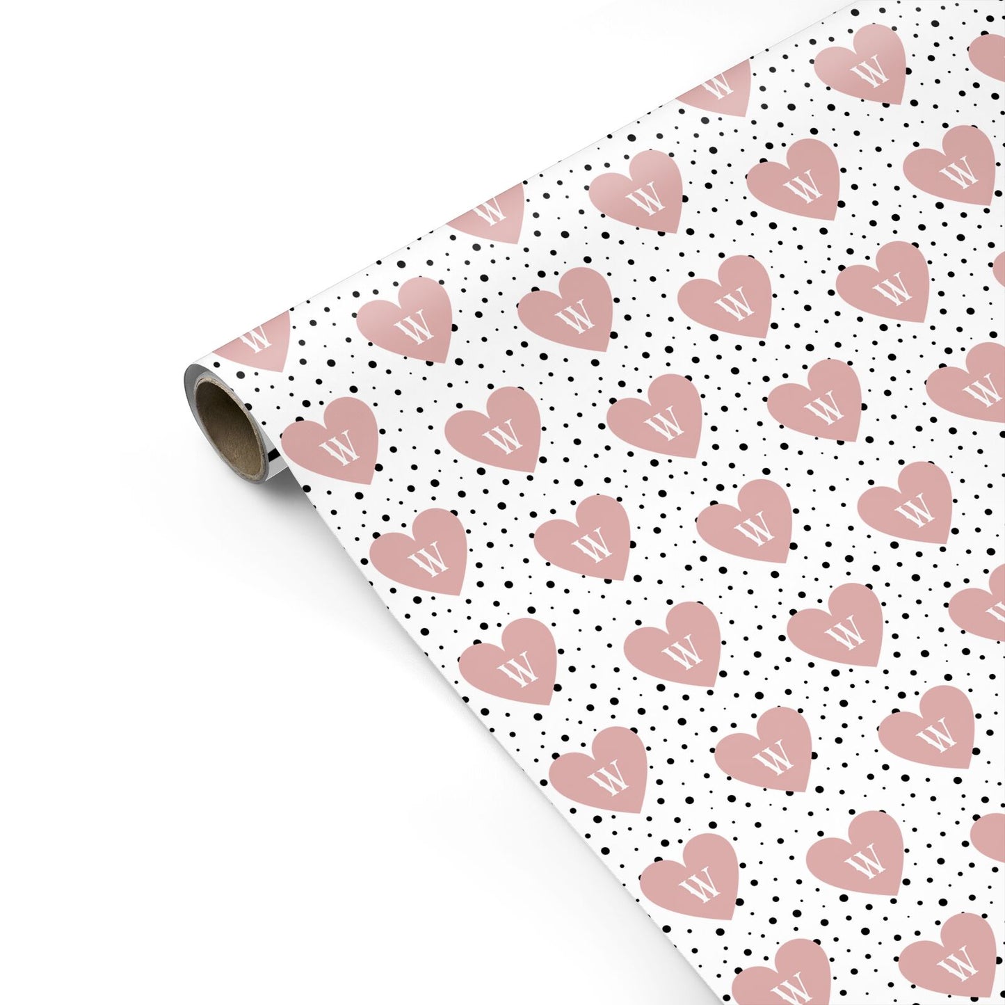 Dotted Pink Heart Personalised Personalised Gift Wrap