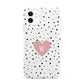 Dotted Pink Heart Personalised iPhone 11 3D Tough Case