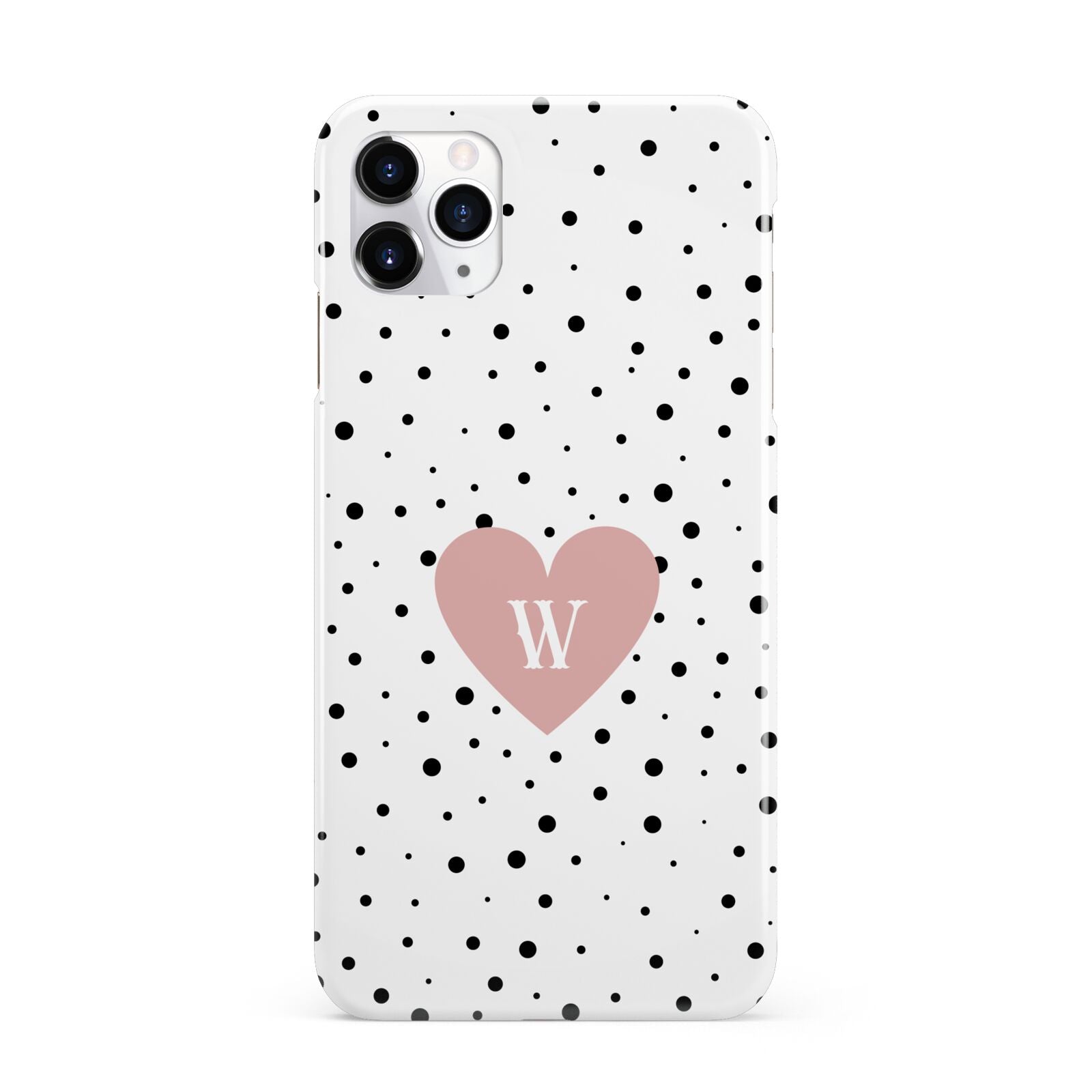 Dotted Pink Heart Personalised iPhone 11 Pro Max 3D Snap Case