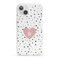Dotted Pink Heart Personalised iPhone 13 Clear Bumper Case