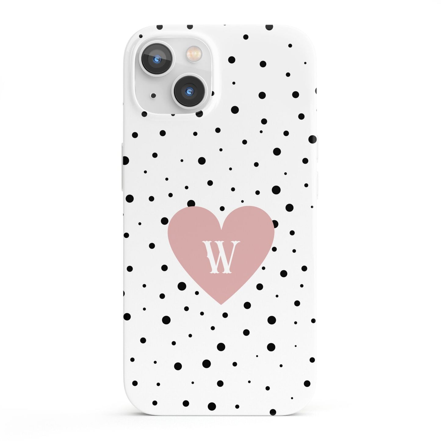 Dotted Pink Heart Personalised iPhone 13 Full Wrap 3D Snap Case