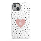 Dotted Pink Heart Personalised iPhone 13 Full Wrap 3D Tough Case
