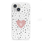 Dotted Pink Heart Personalised iPhone 13 Mini Clear Bumper Case