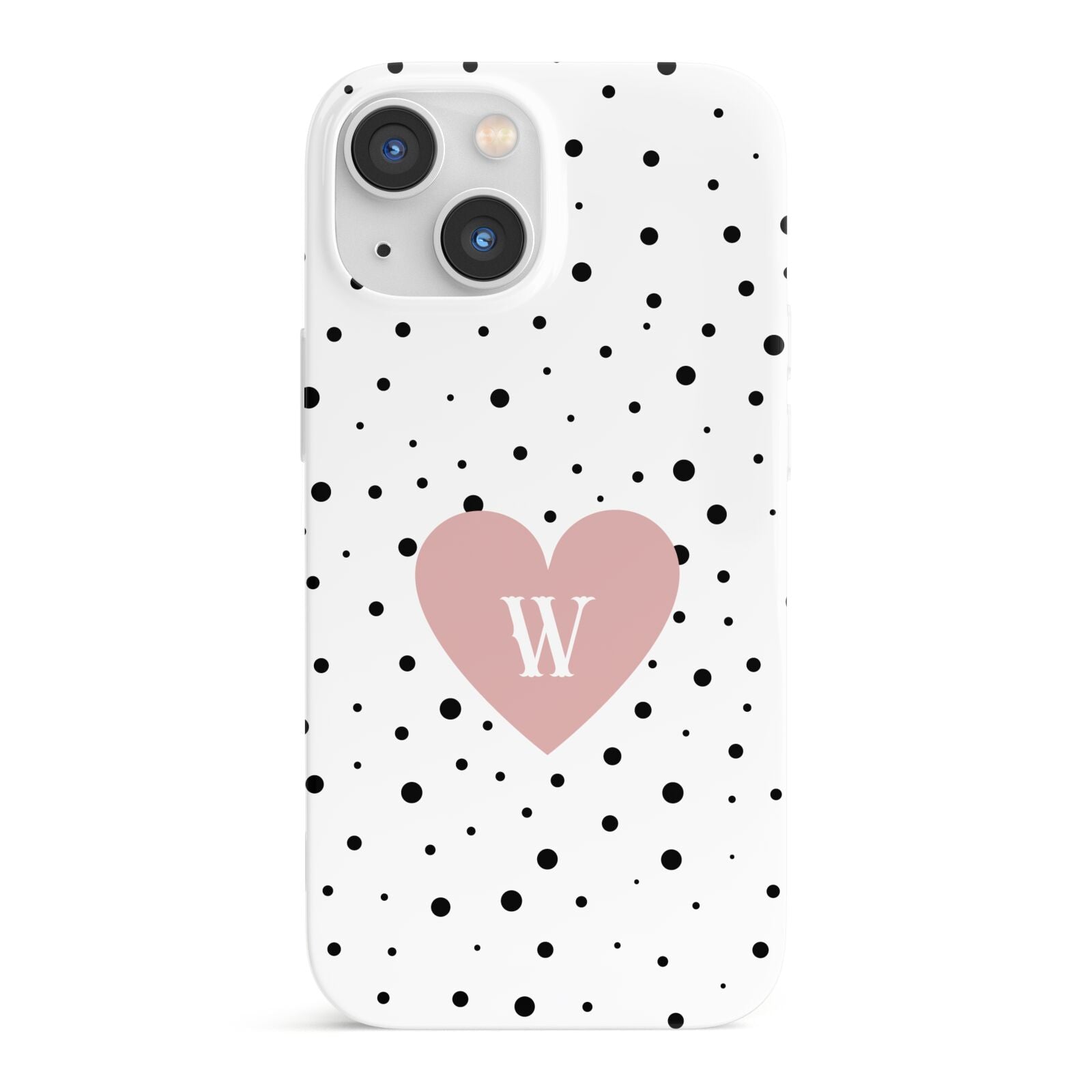 Dotted Pink Heart Personalised iPhone 13 Mini Full Wrap 3D Snap Case
