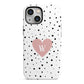 Dotted Pink Heart Personalised iPhone 13 Mini Full Wrap 3D Tough Case