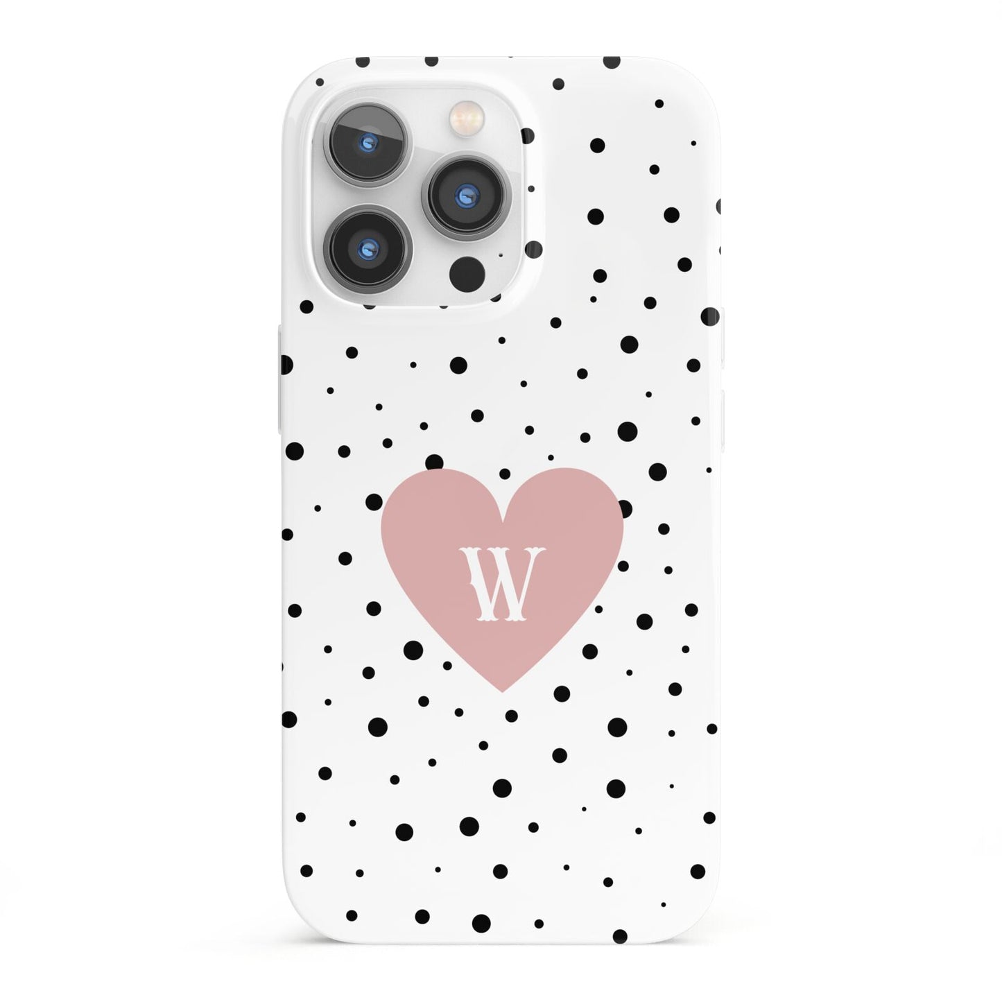 Dotted Pink Heart Personalised iPhone 13 Pro Full Wrap 3D Snap Case
