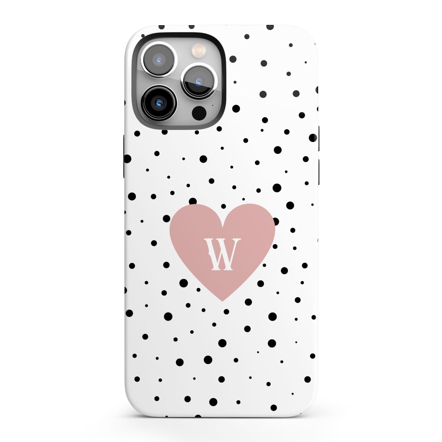 Dotted Pink Heart Personalised iPhone 13 Pro Max Full Wrap 3D Tough Case