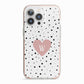 Dotted Pink Heart Personalised iPhone 13 Pro TPU Impact Case with Pink Edges