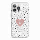 Dotted Pink Heart Personalised iPhone 13 Pro TPU Impact Case with White Edges
