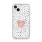 Dotted Pink Heart Personalised iPhone 14 Plus Clear Tough Case Starlight
