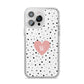 Dotted Pink Heart Personalised iPhone 14 Pro Max Clear Tough Case Silver