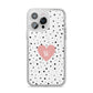 Dotted Pink Heart Personalised iPhone 14 Pro Max Glitter Tough Case Silver