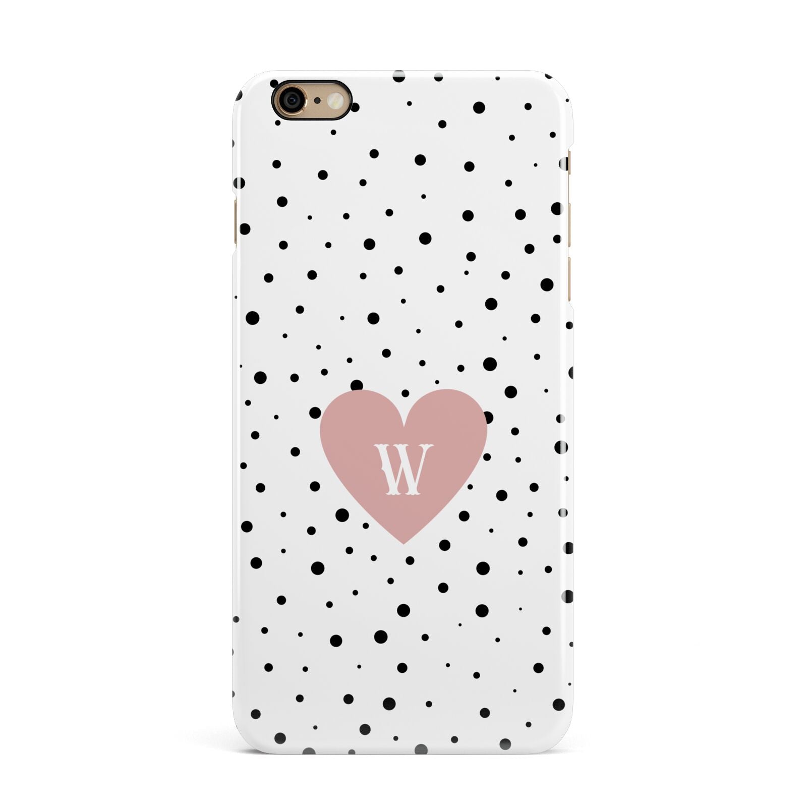 Dotted Pink Heart Personalised iPhone 6 Plus 3D Snap Case on Gold Phone