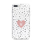 Dotted Pink Heart Personalised iPhone 7 Plus Bumper Case on Silver iPhone