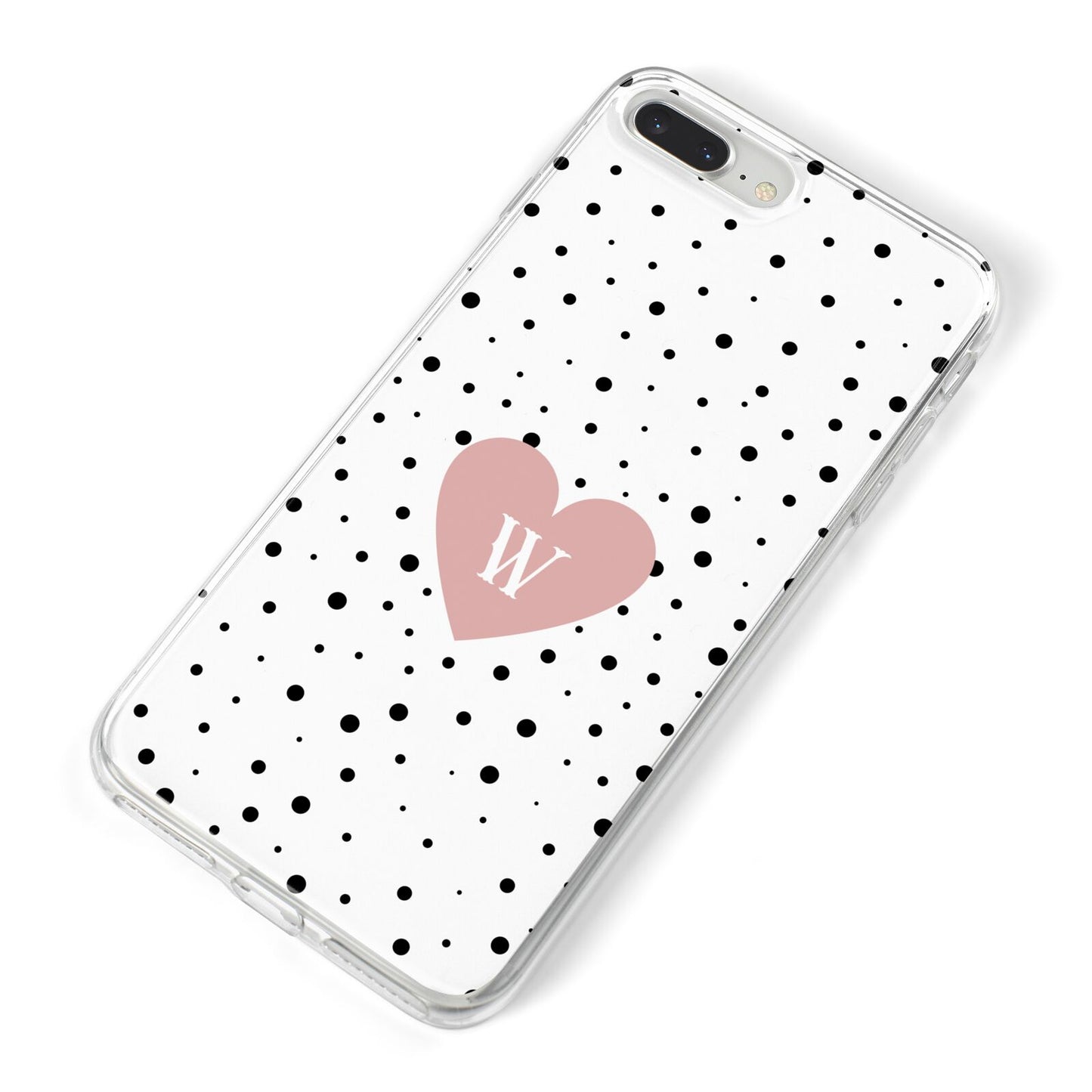 Dotted Pink Heart Personalised iPhone 8 Plus Bumper Case on Silver iPhone Alternative Image