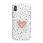 Dotted Pink Heart Personalised iPhone X Bumper Case on Silver iPhone Alternative Image 1
