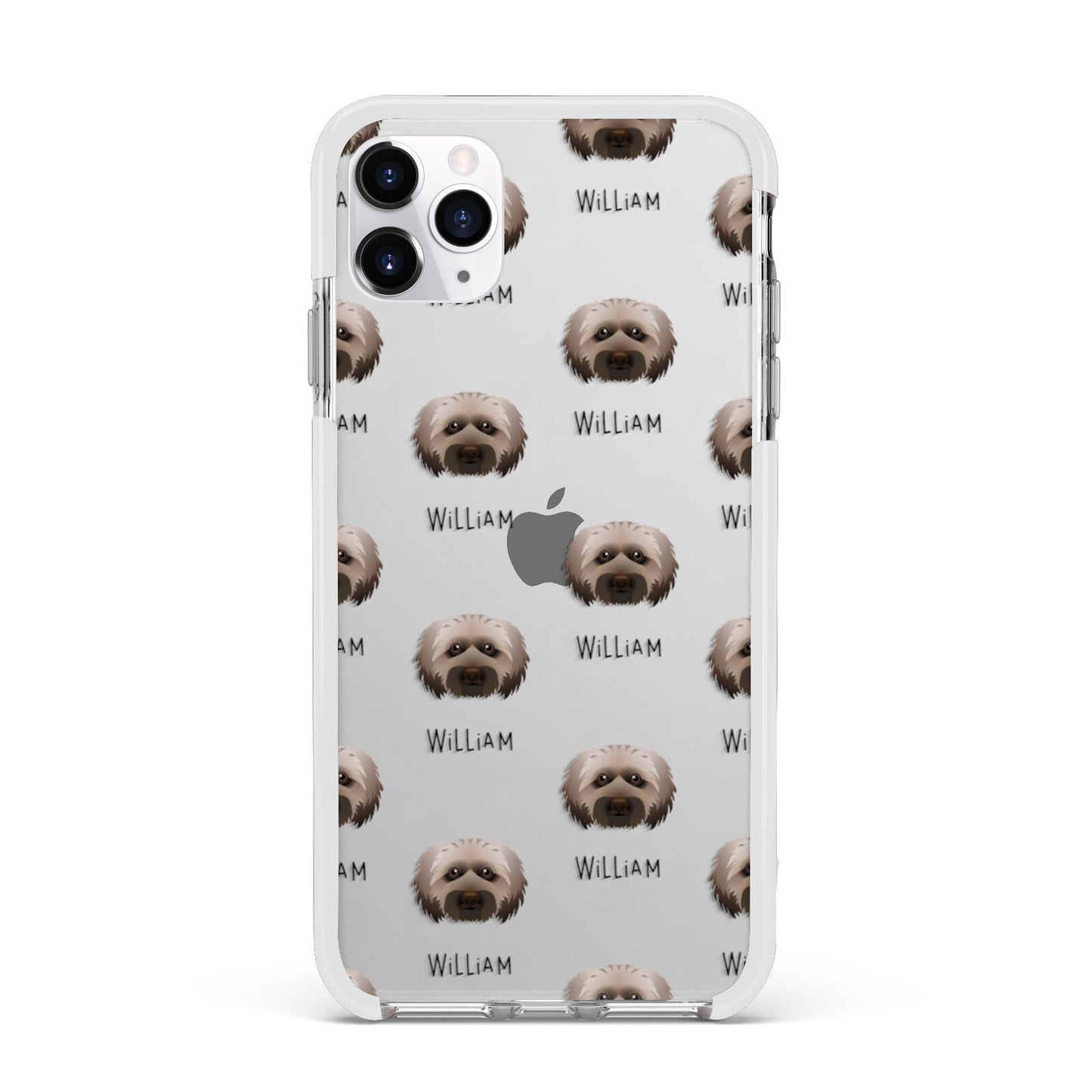 Doxiepoo Icon with Name Apple iPhone 11 Pro Max in Silver with White Impact Case