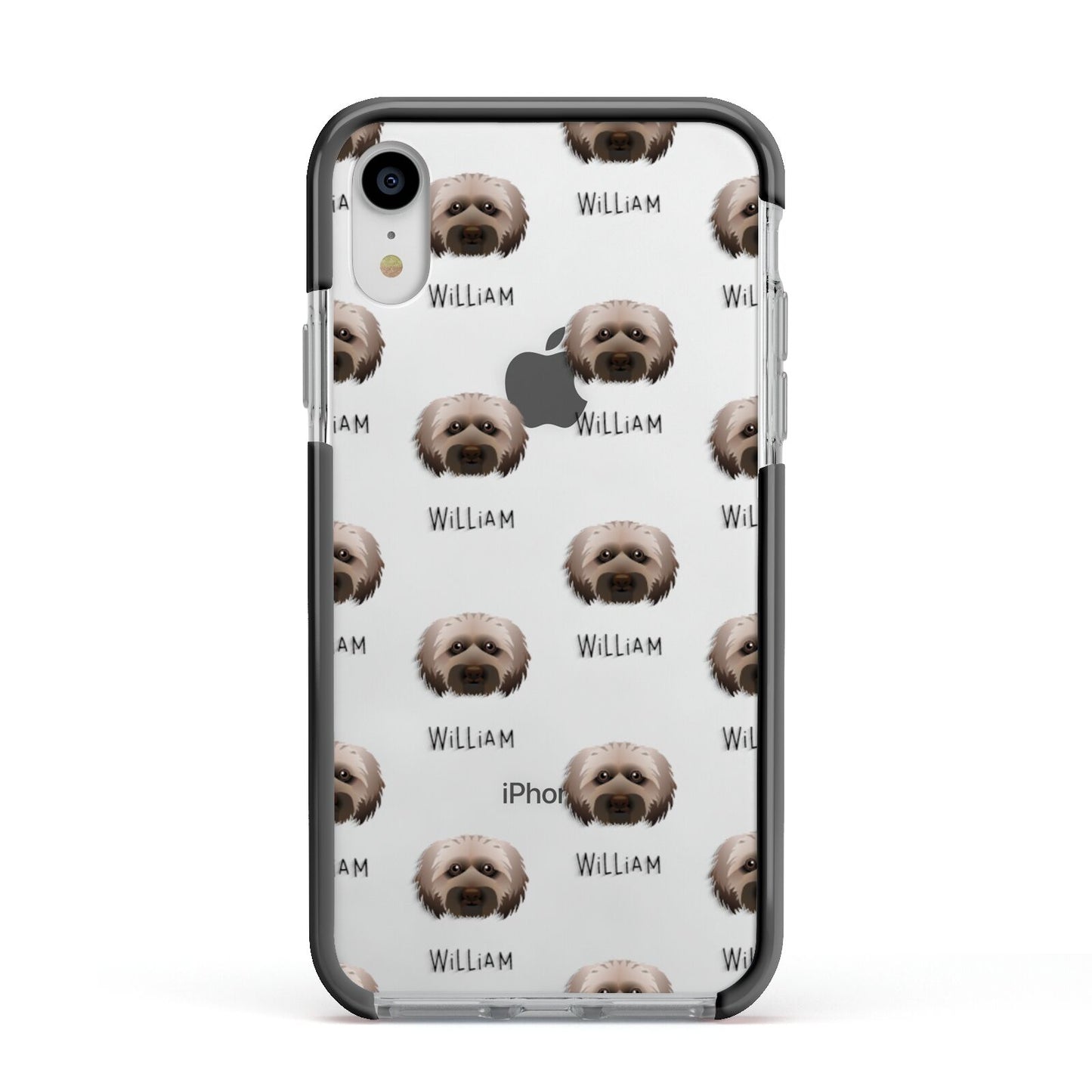 Doxiepoo Icon with Name Apple iPhone XR Impact Case Black Edge on Silver Phone