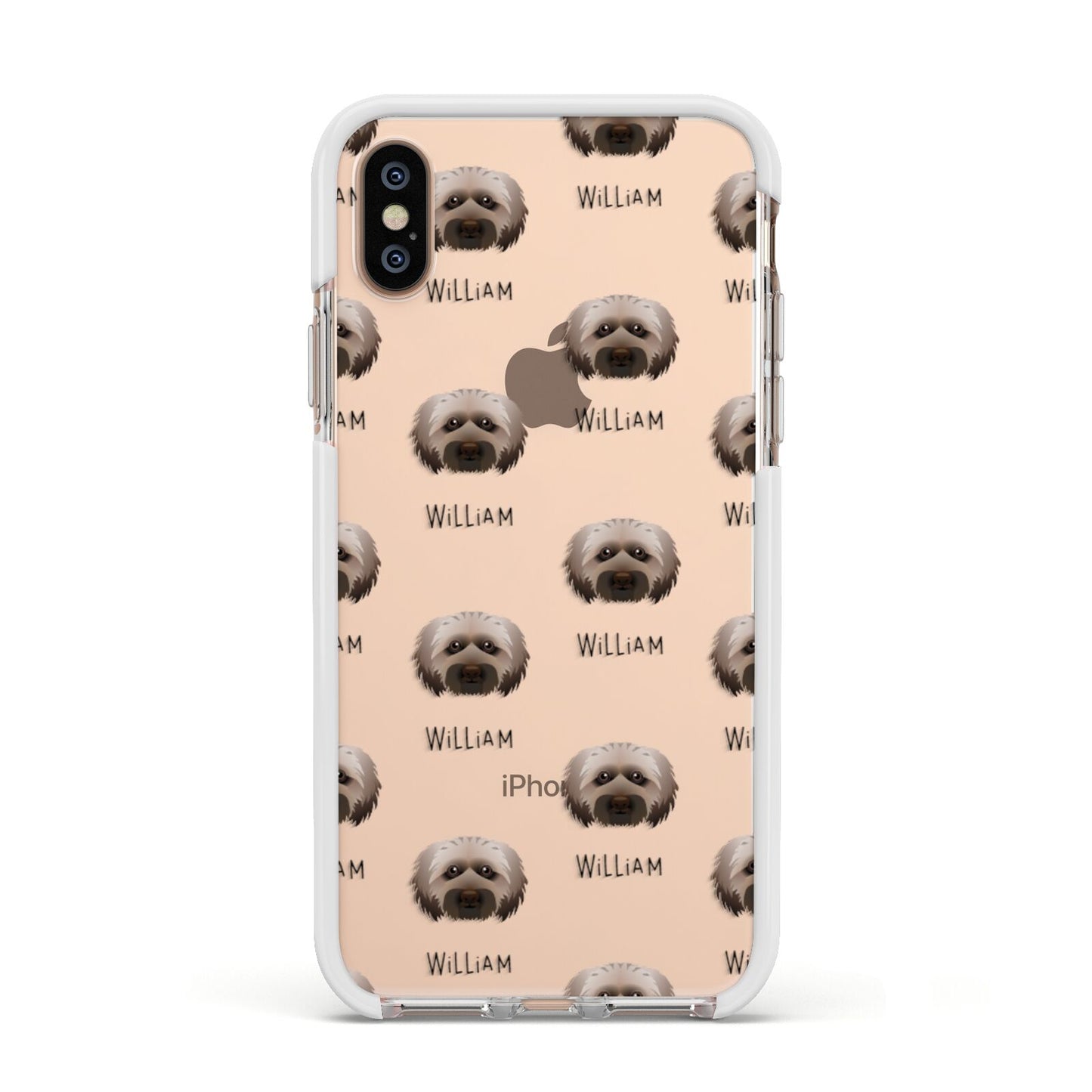 Doxiepoo Icon with Name Apple iPhone Xs Impact Case White Edge on Gold Phone