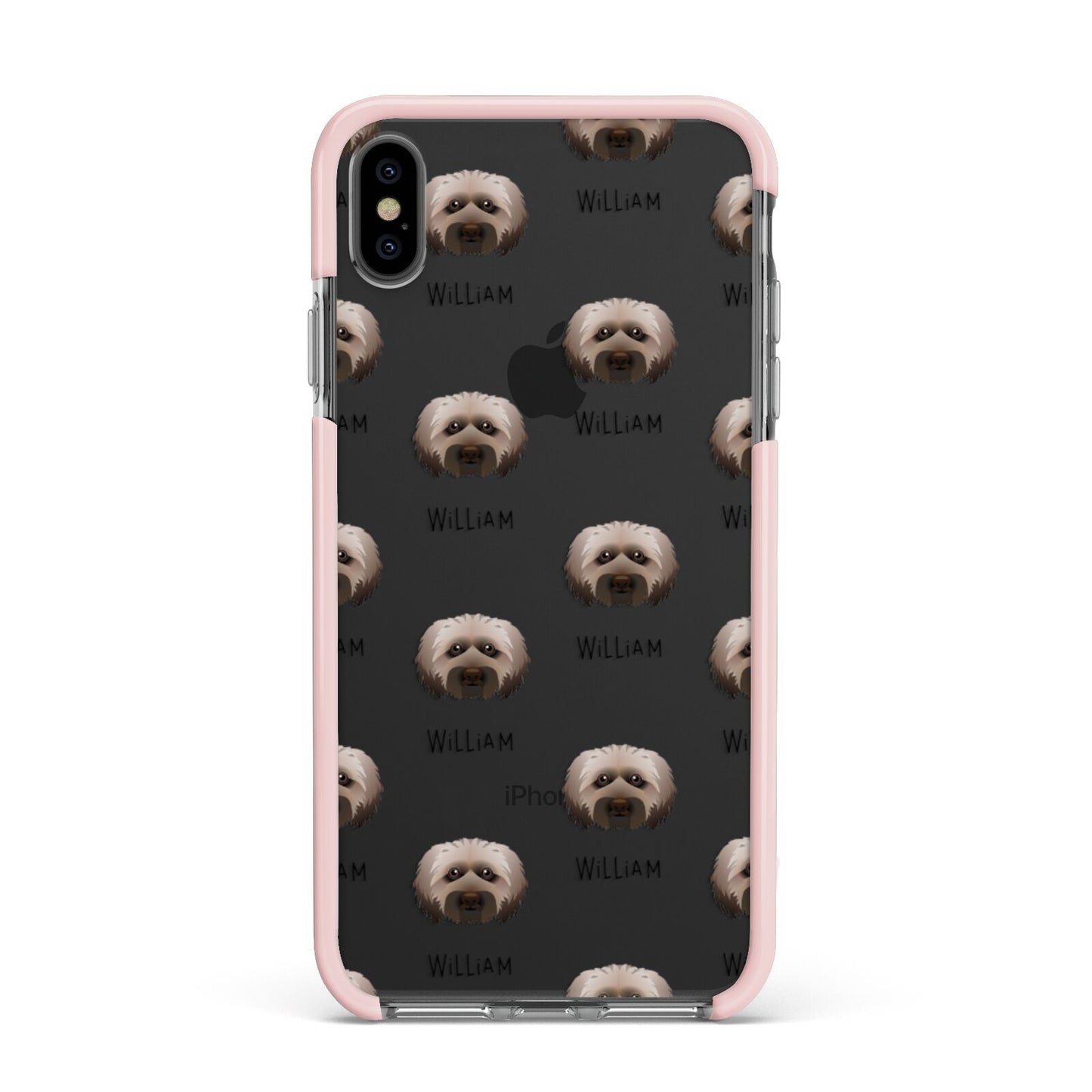 Doxiepoo Icon with Name Apple iPhone Xs Max Impact Case Pink Edge on Black Phone