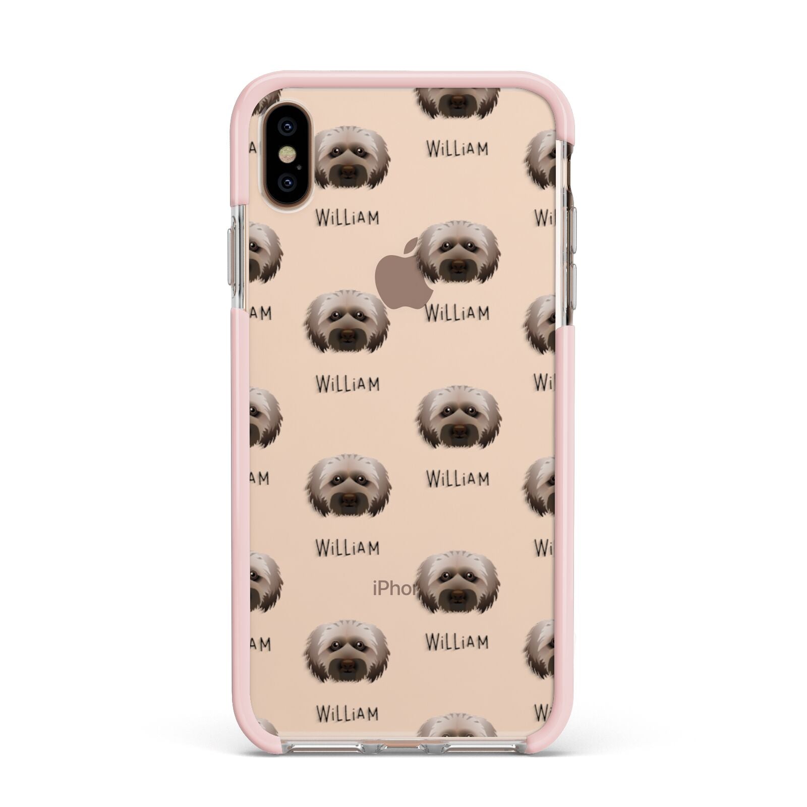 Doxiepoo Icon with Name Apple iPhone Xs Max Impact Case Pink Edge on Gold Phone