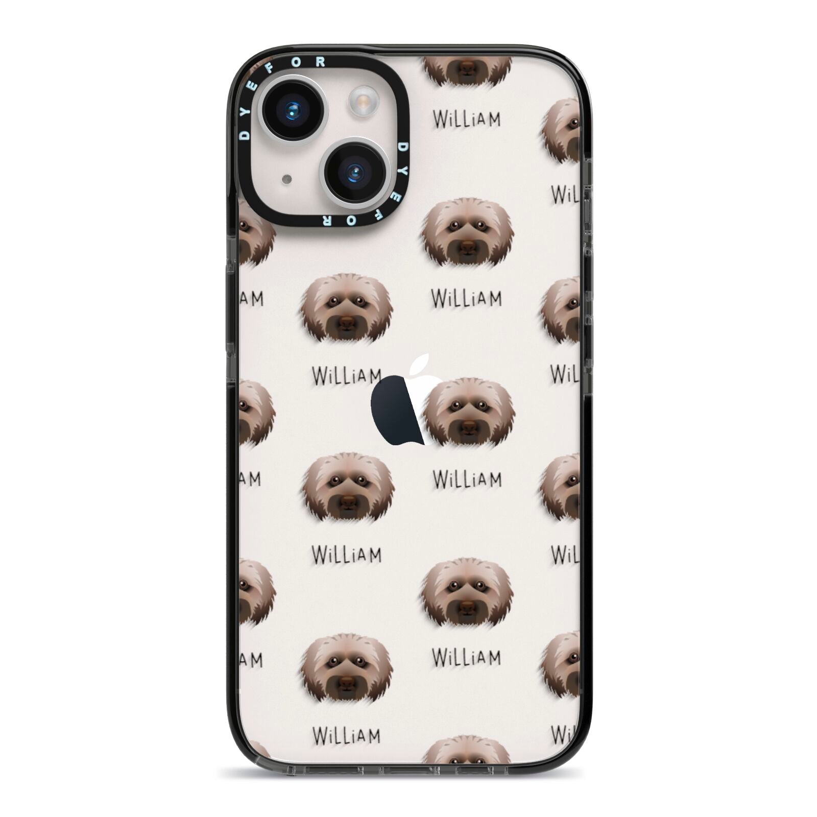 Doxiepoo Icon with Name iPhone 14 Black Impact Case on Silver phone