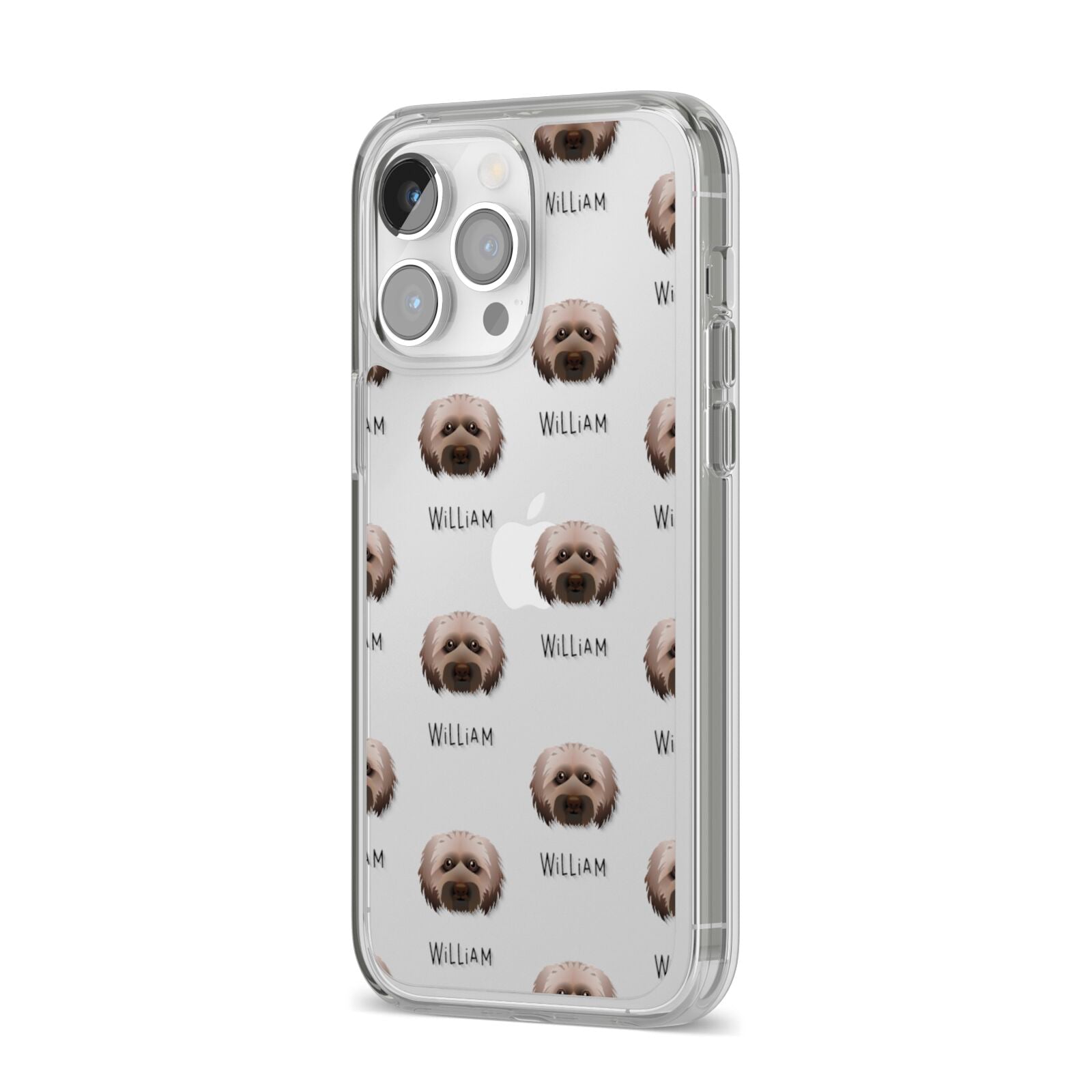 Doxiepoo Icon with Name iPhone 14 Pro Max Clear Tough Case Silver Angled Image