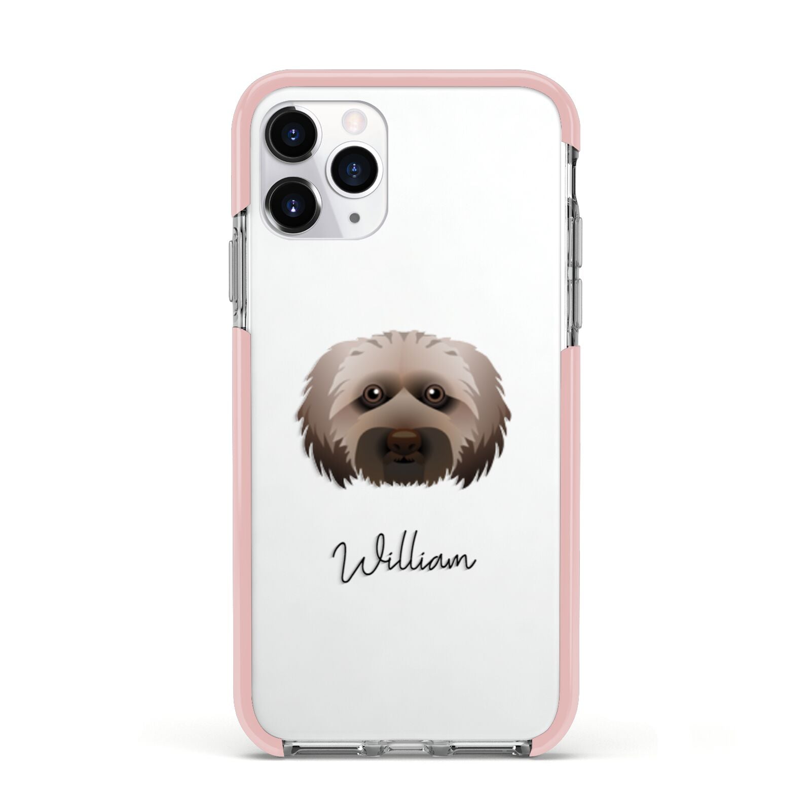 Doxiepoo Personalised Apple iPhone 11 Pro in Silver with Pink Impact Case