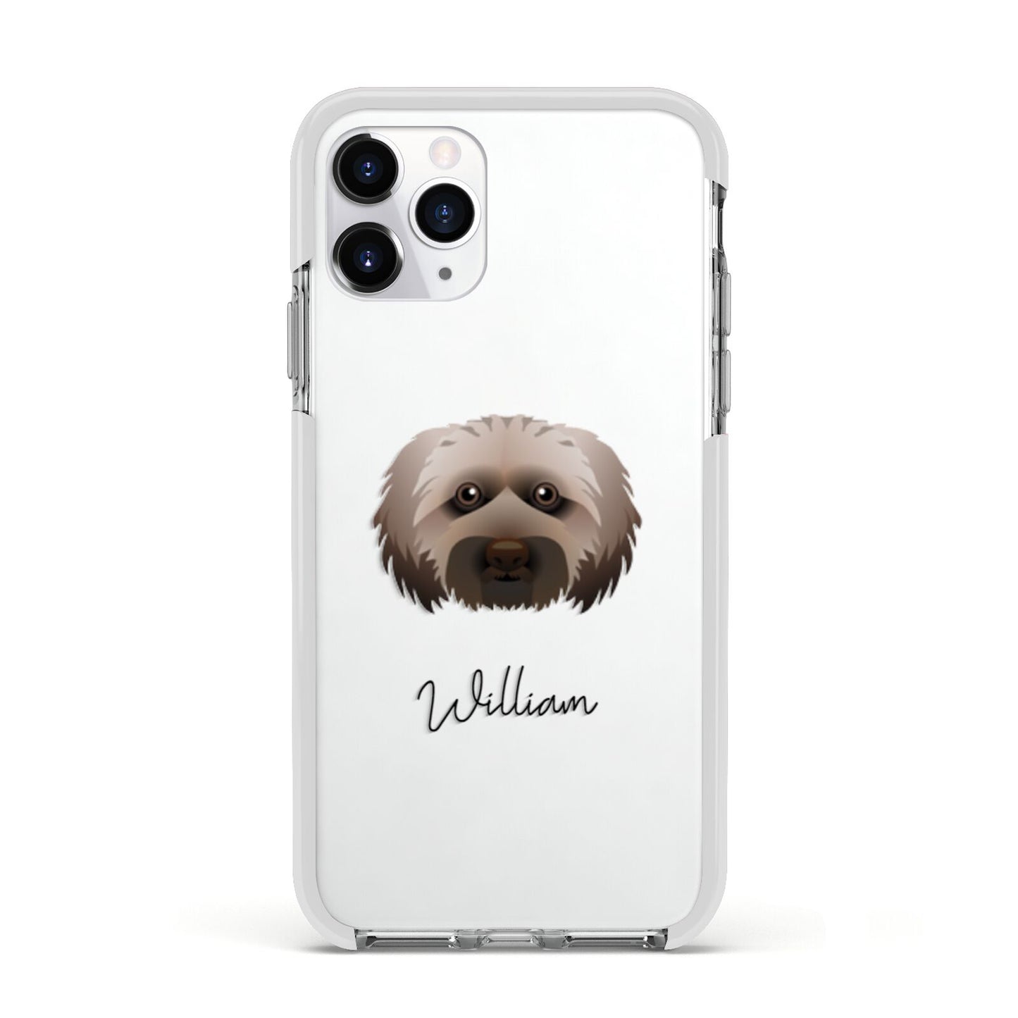 Doxiepoo Personalised Apple iPhone 11 Pro in Silver with White Impact Case