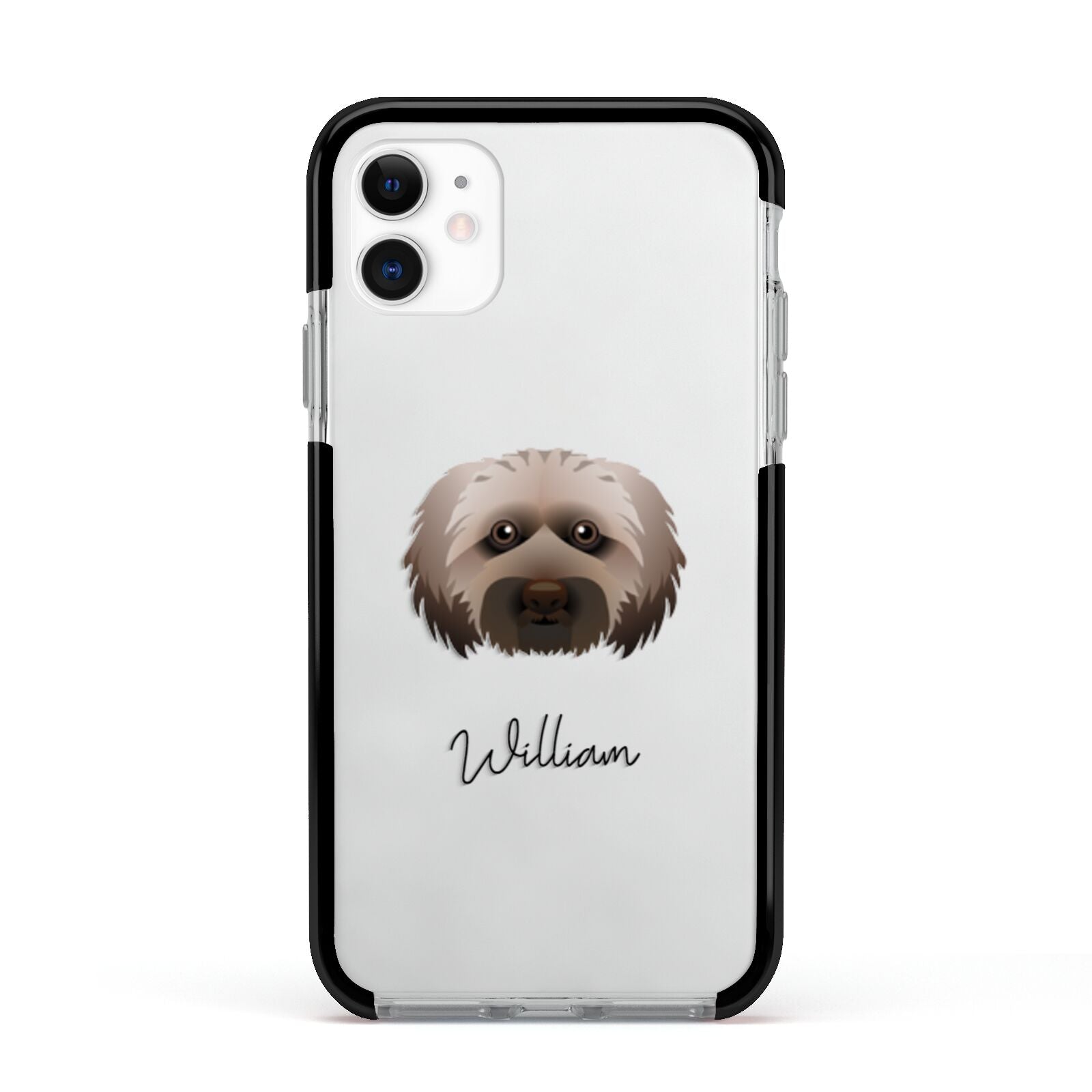 Doxiepoo Personalised Apple iPhone 11 in White with Black Impact Case