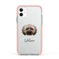 Doxiepoo Personalised Apple iPhone 11 in White with Pink Impact Case