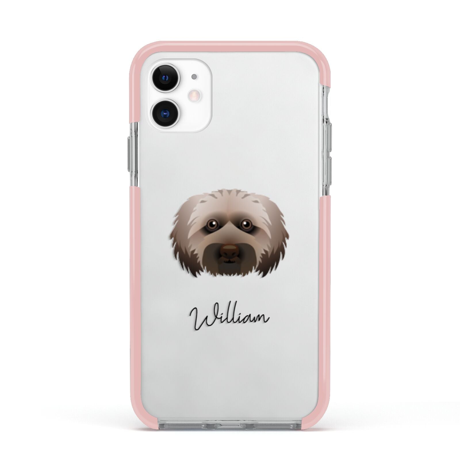 Doxiepoo Personalised Apple iPhone 11 in White with Pink Impact Case