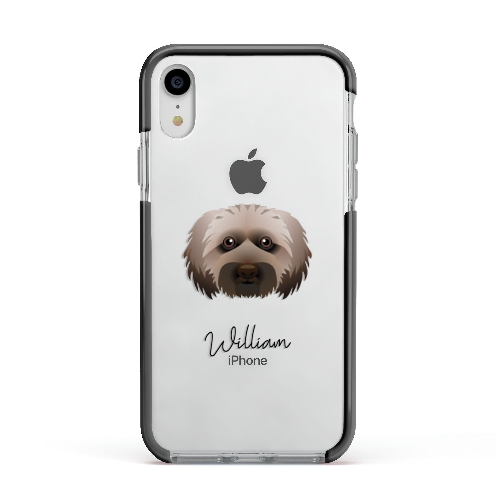 Doxiepoo Personalised Apple iPhone XR Impact Case Black Edge on Silver Phone