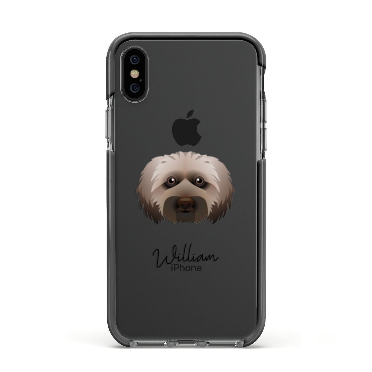 Doxiepoo Personalised Apple iPhone Xs Impact Case Black Edge on Black Phone