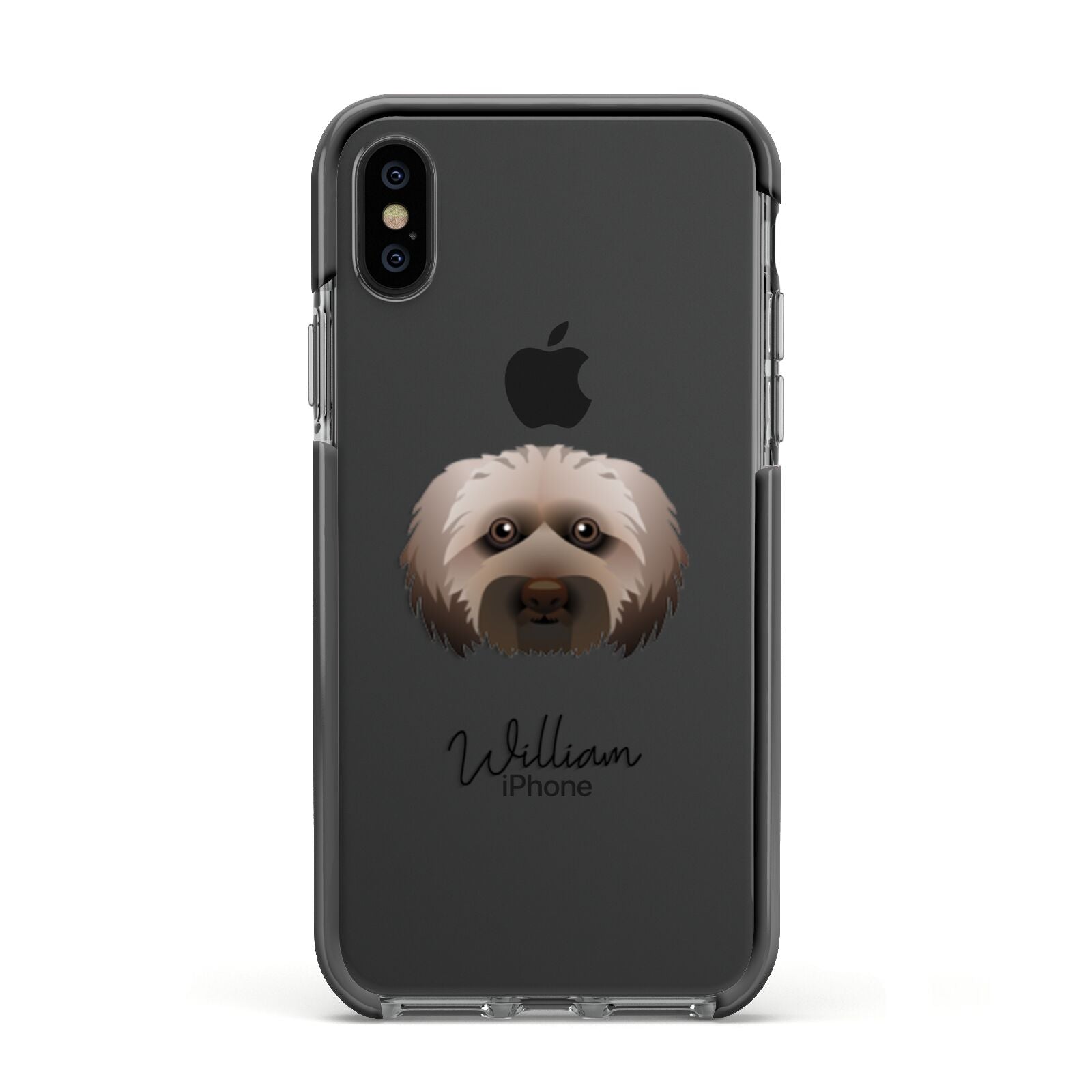 Doxiepoo Personalised Apple iPhone Xs Impact Case Black Edge on Black Phone