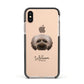 Doxiepoo Personalised Apple iPhone Xs Impact Case Black Edge on Gold Phone