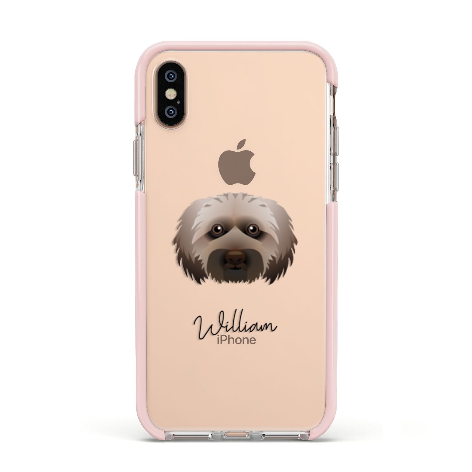 Doxiepoo Personalised Apple iPhone Xs Impact Case Pink Edge on Gold Phone