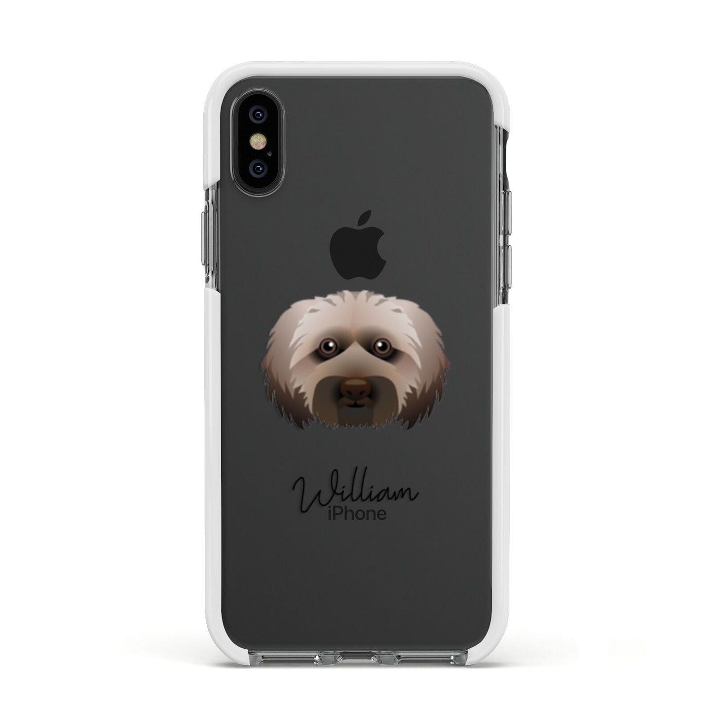 Doxiepoo Personalised Apple iPhone Xs Impact Case White Edge on Black Phone