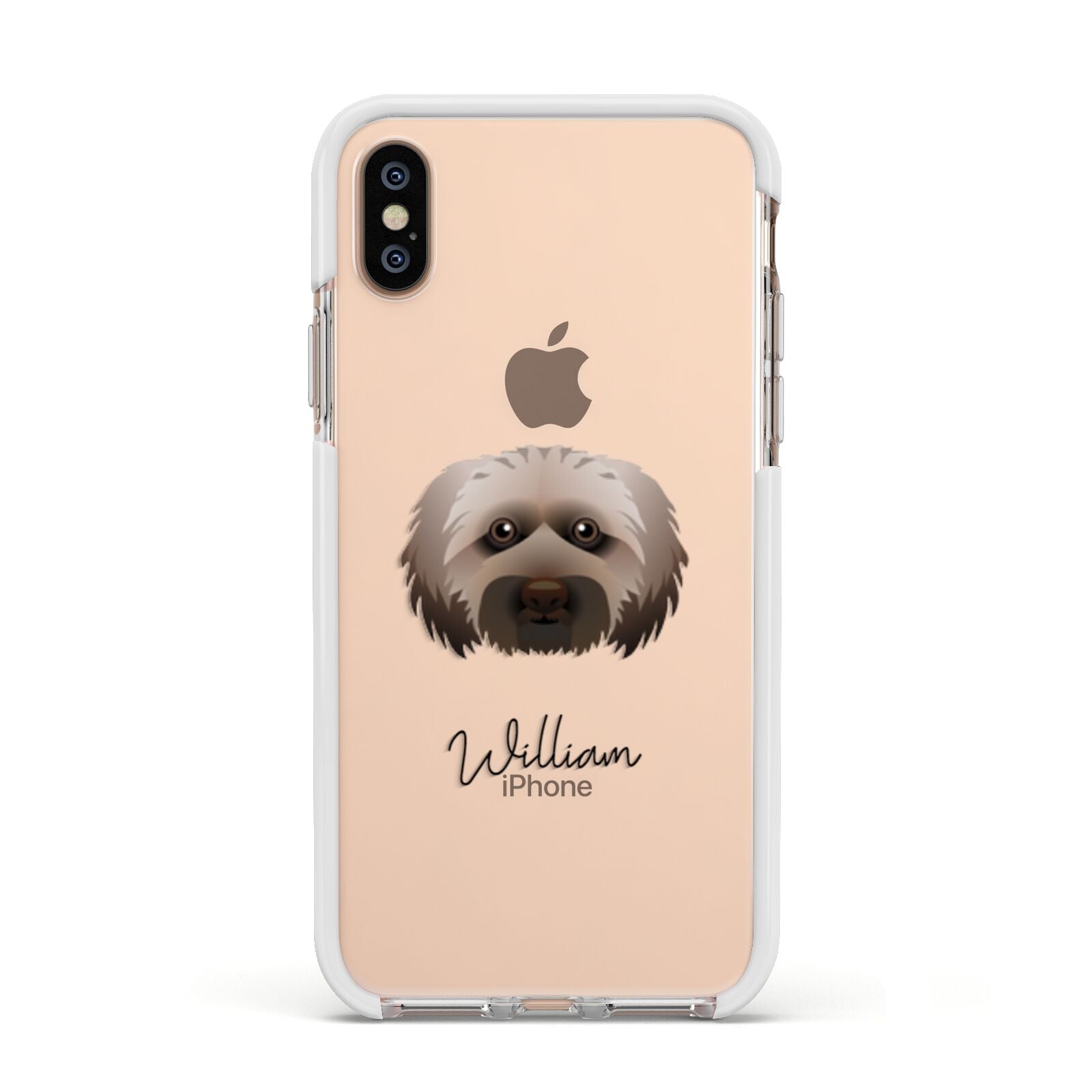 Doxiepoo Personalised Apple iPhone Xs Impact Case White Edge on Gold Phone
