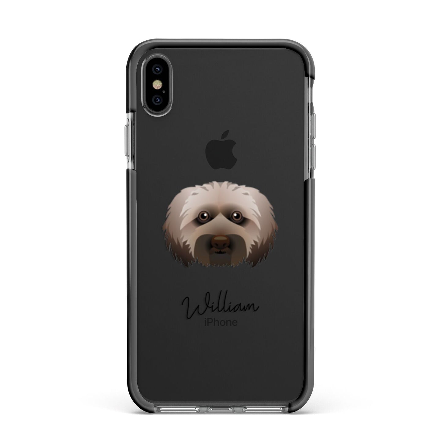 Doxiepoo Personalised Apple iPhone Xs Max Impact Case Black Edge on Black Phone