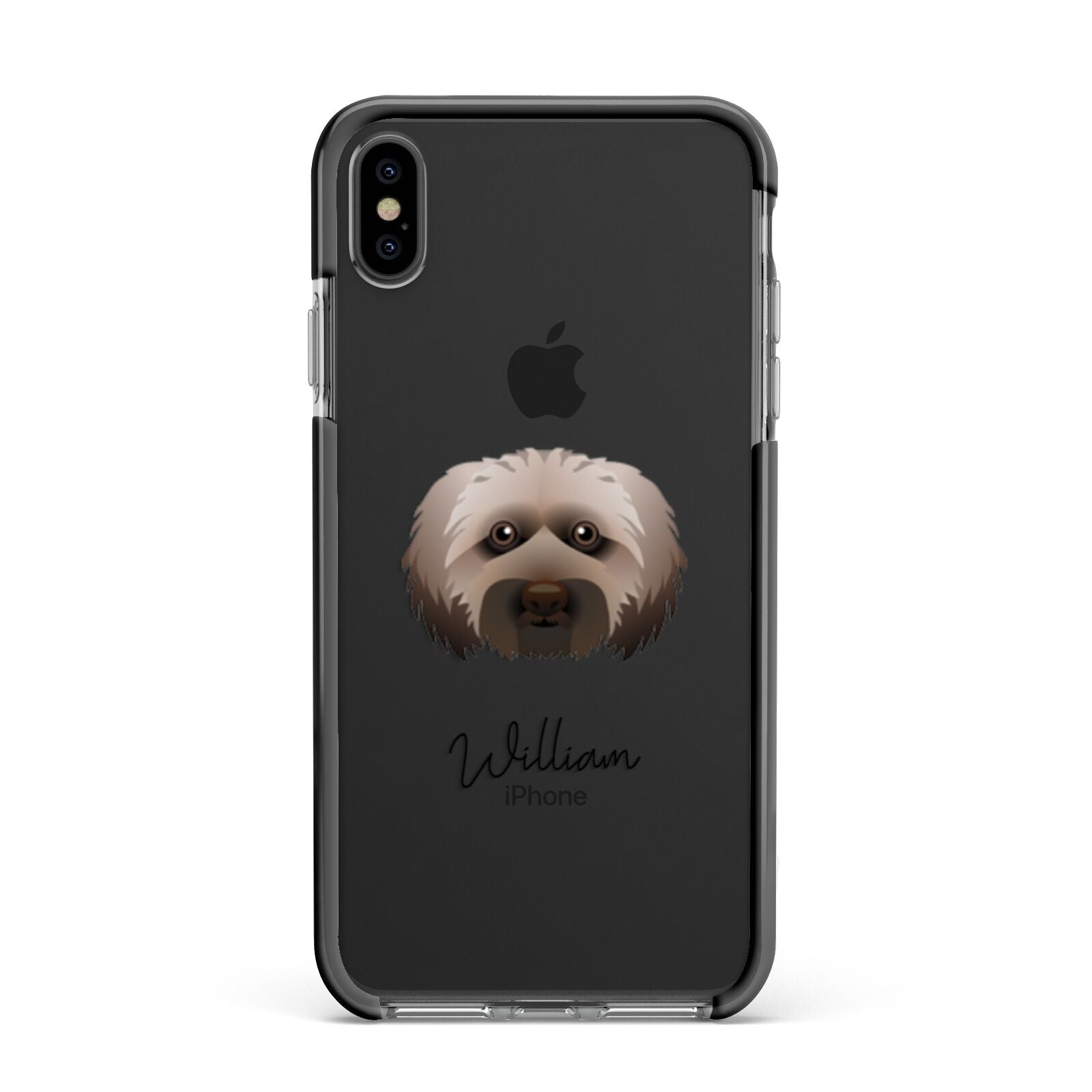 Doxiepoo Personalised Apple iPhone Xs Max Impact Case Black Edge on Black Phone