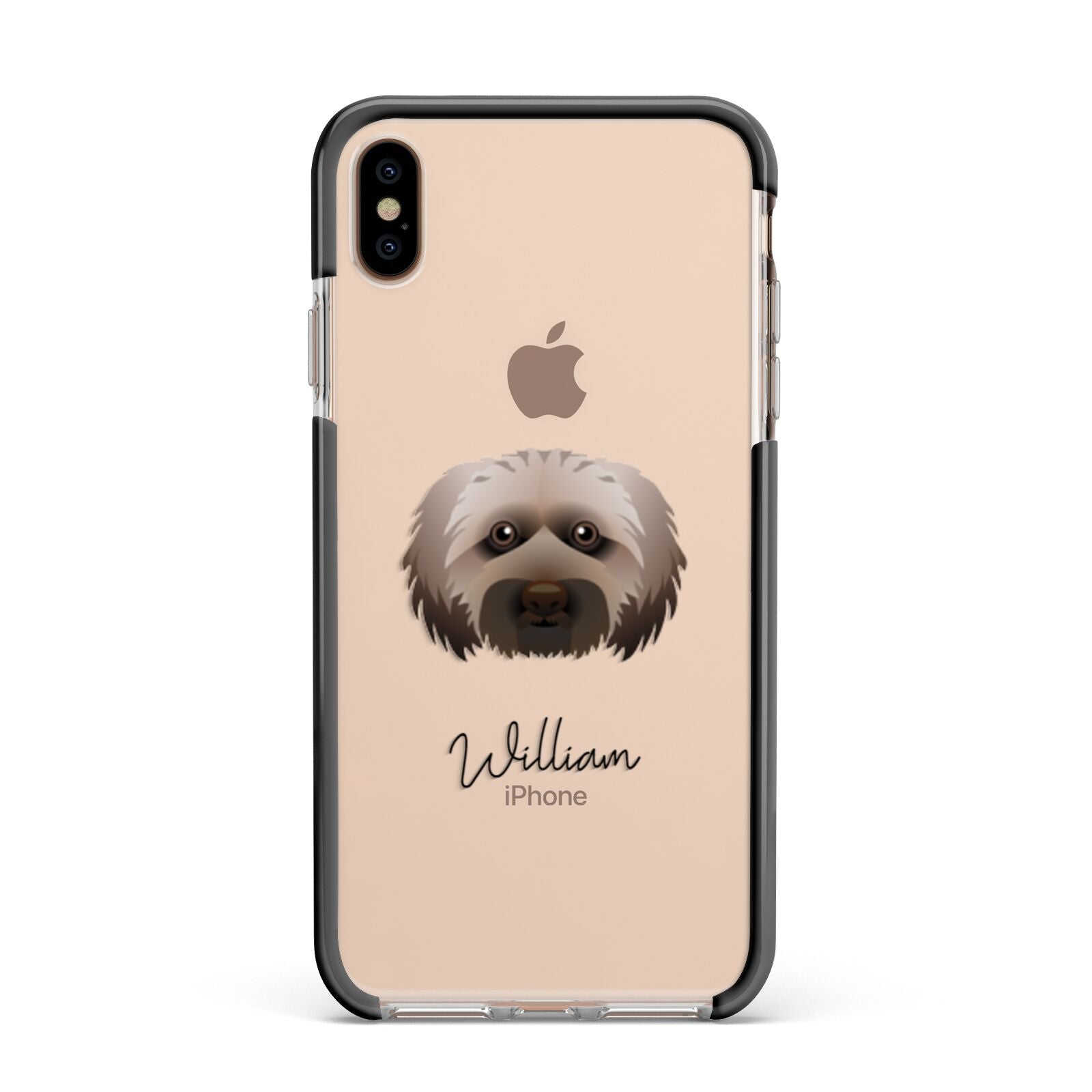Doxiepoo Personalised Apple iPhone Xs Max Impact Case Black Edge on Gold Phone