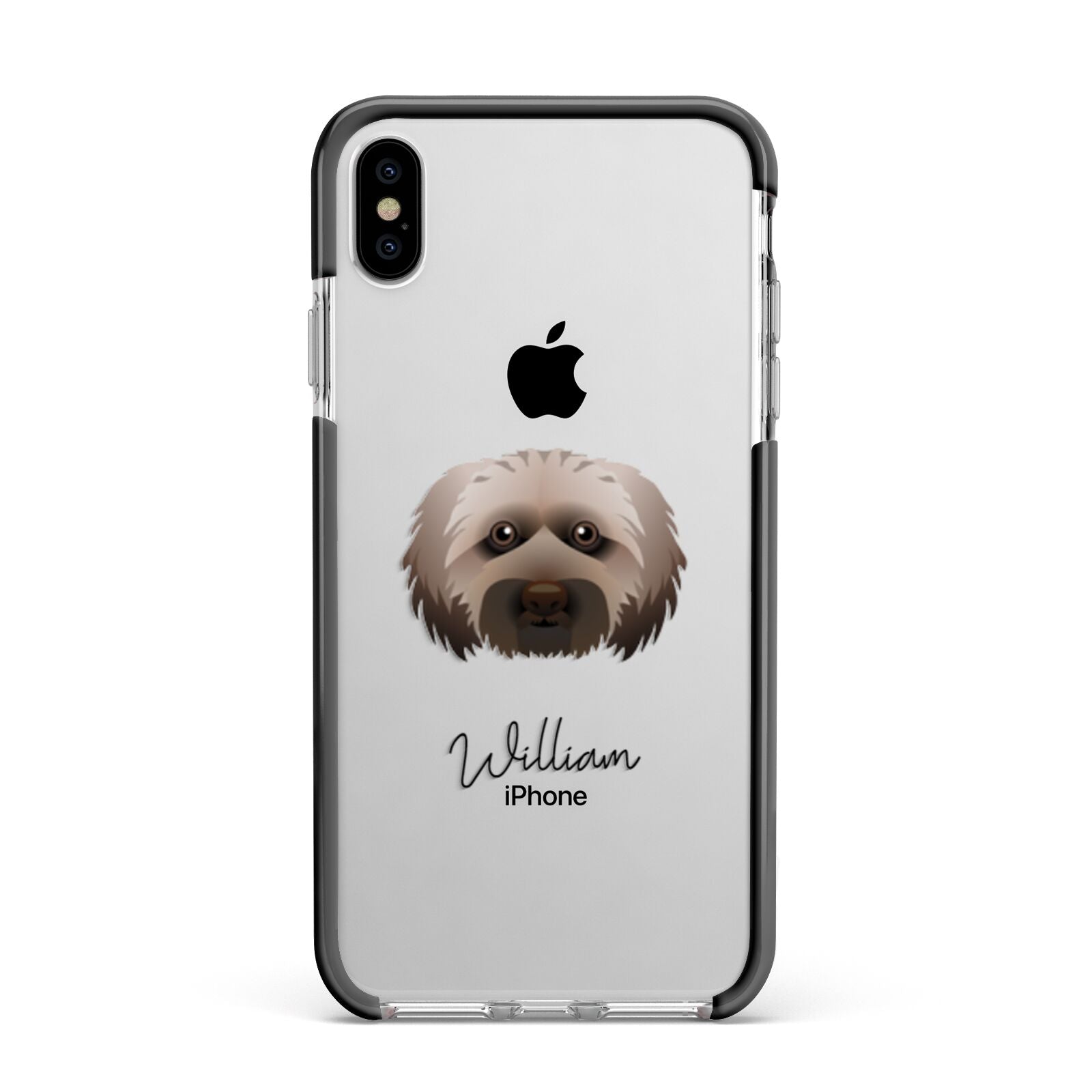Doxiepoo Personalised Apple iPhone Xs Max Impact Case Black Edge on Silver Phone